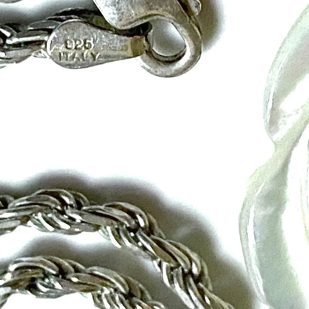 Sterling Silver Carved White Rose Necklace - Picture 4 of 5